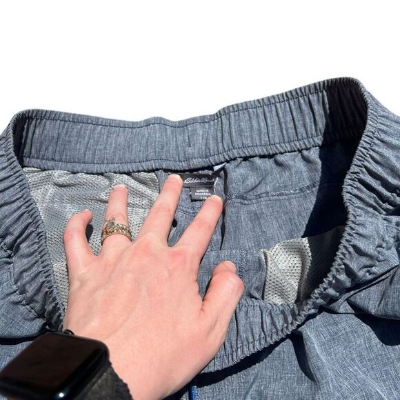 EDDIE BAURER Men’s Blue Denim Chambray Pull On Drawstring Shorts L - Picture 6 of 9